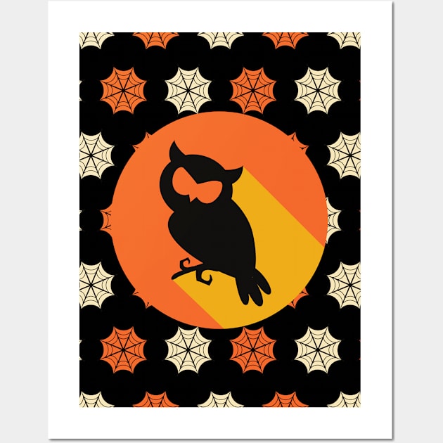 Owl Orange Moon Wall Art by Kiyiya Designs